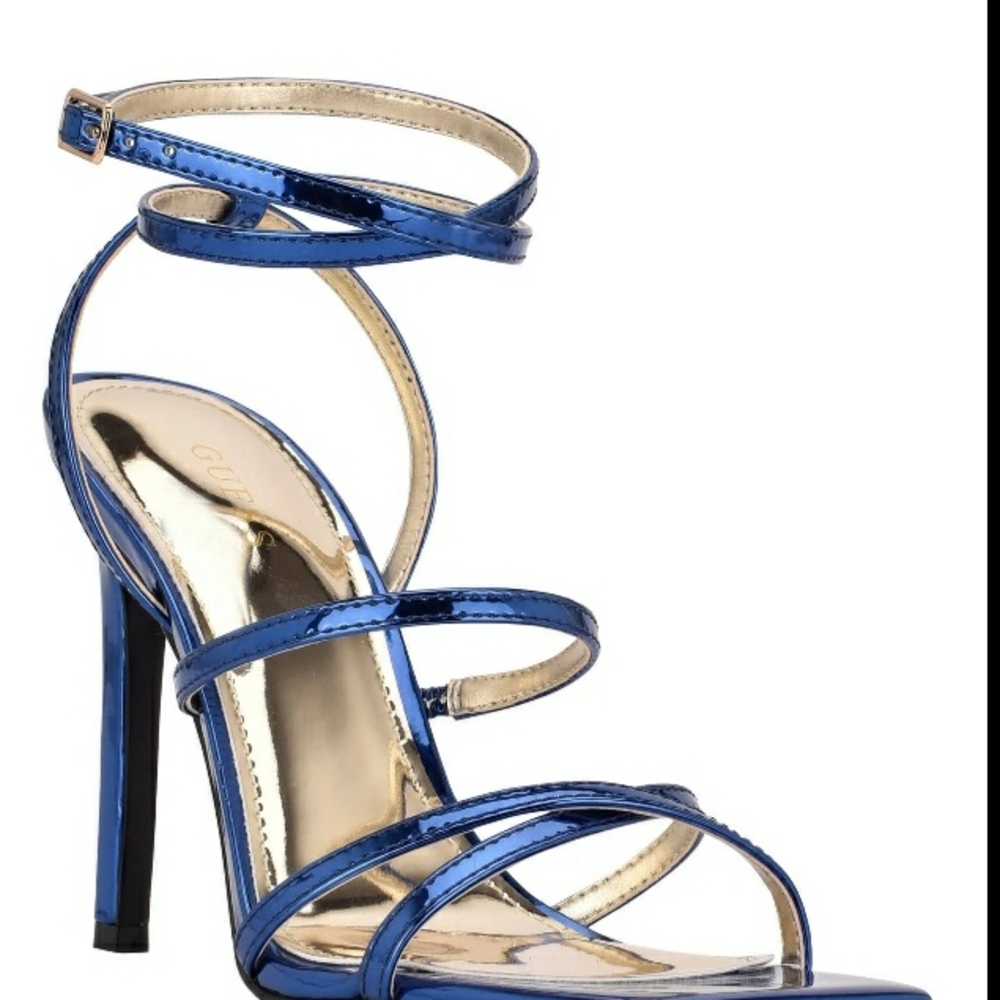 Guess Blue Strappy Heels with Stiletto. Sabie is the dress sandal of the season.